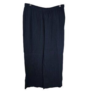 Soft Surroundings Cotton Gauzy Wide Leg Pants XL Black Pull On Capsule Lagenlook